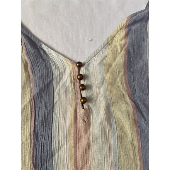 Ana A New Approach XL Striped Tie Shoulder Tank Top With Button Detail - Picture 2 of 7